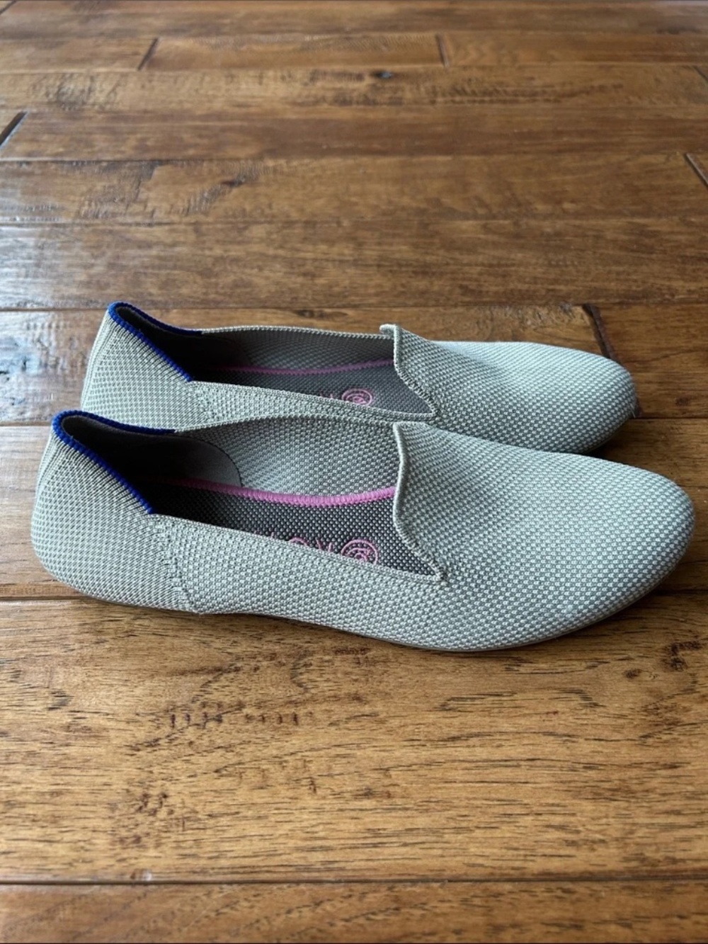 Rothys The Loafer Flats Double Stitch Linen Beige Slip On Shoes Retired Size 7.5